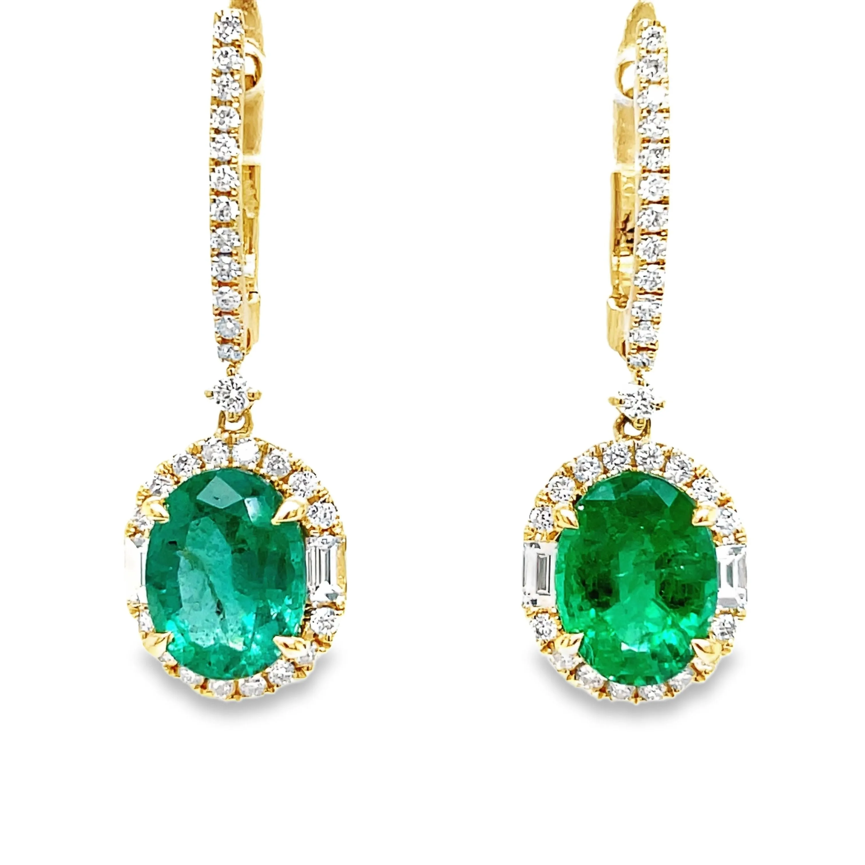 Emerald and Diamond Drop Earrings