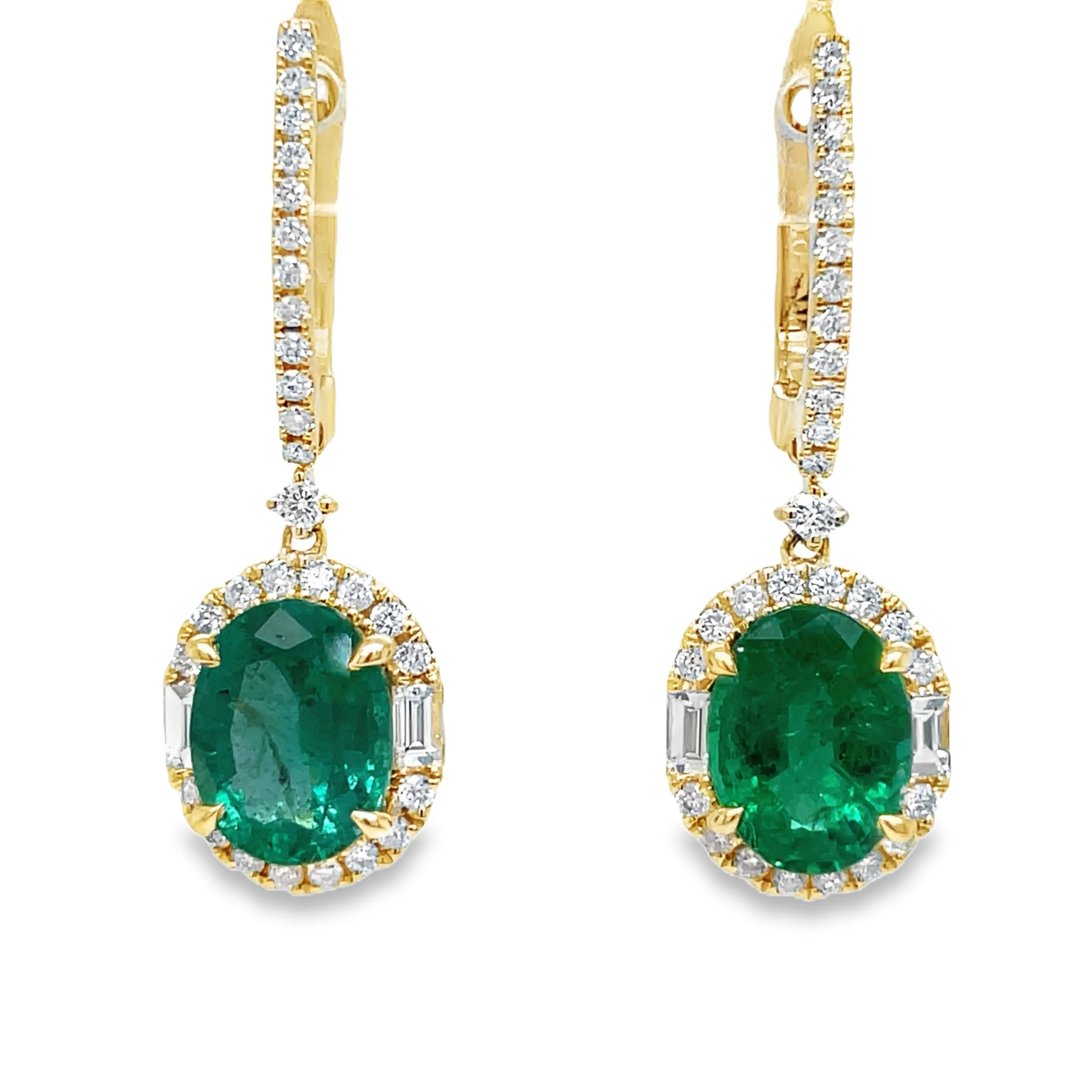 Emerald and Diamond Drop Earrings