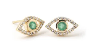 Emerald Eye Stud Earrings