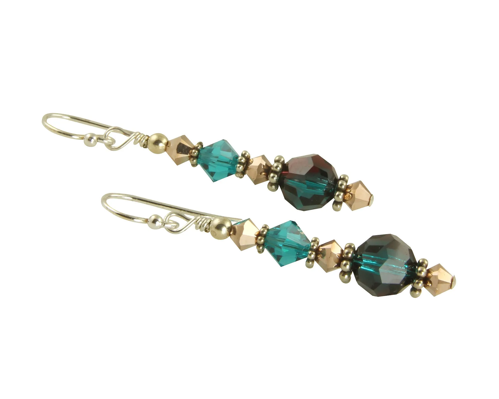 Emerald Gold Crystal Crystal Earrings