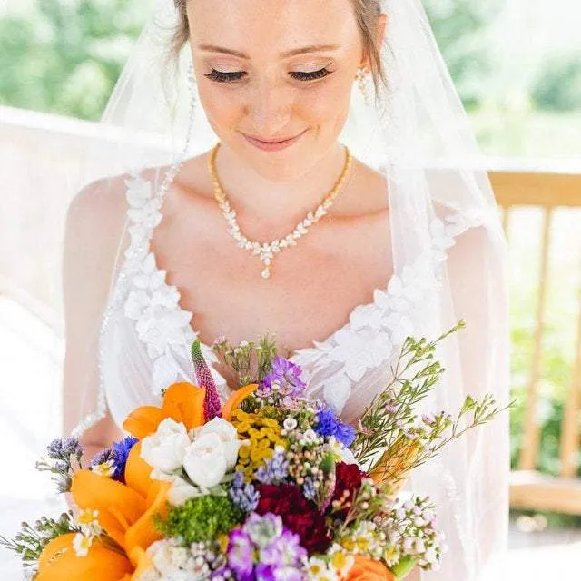 Emily - Gold Crystal Bridal Studs