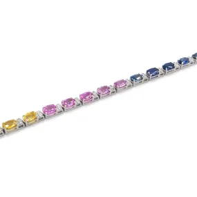 Estate 14K White Gold Multi-color Sapphire and Diamond Bracelet