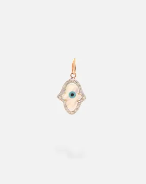 Evil Eye Charm Pendant - Hamsa Hand with Diamonds