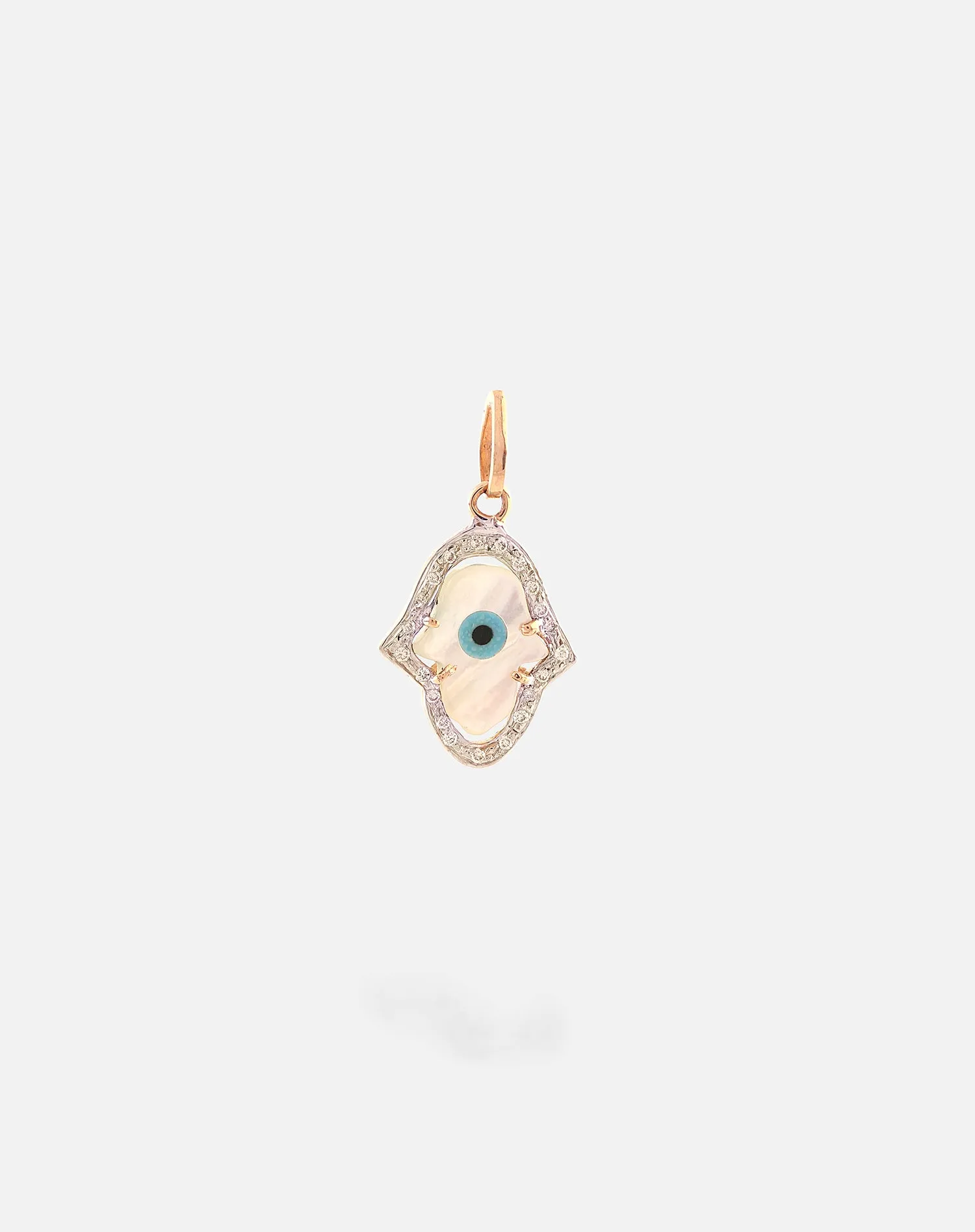 Evil Eye Charm Pendant - Hamsa Hand with Diamonds