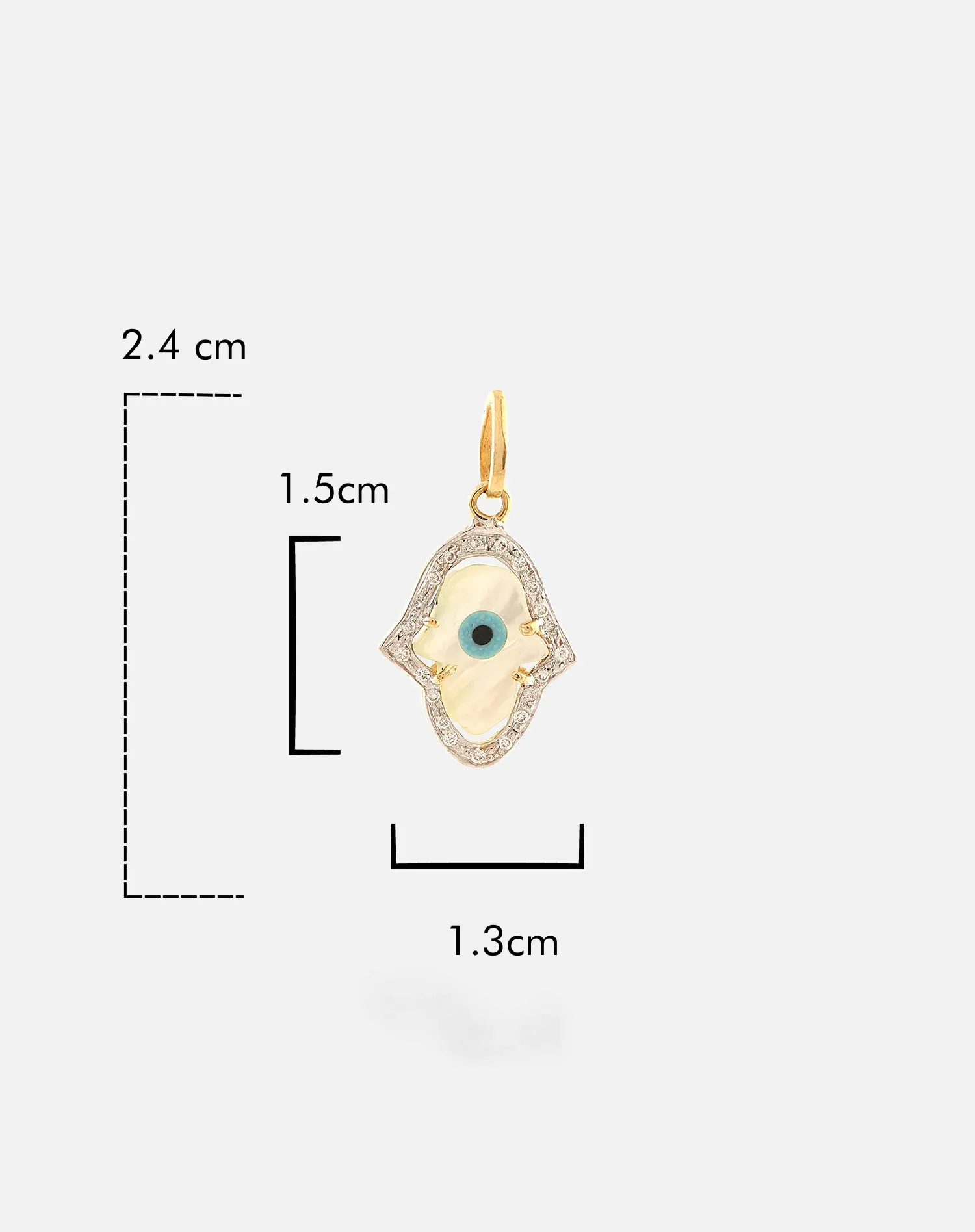 Evil Eye Charm Pendant - Hamsa Hand with Diamonds