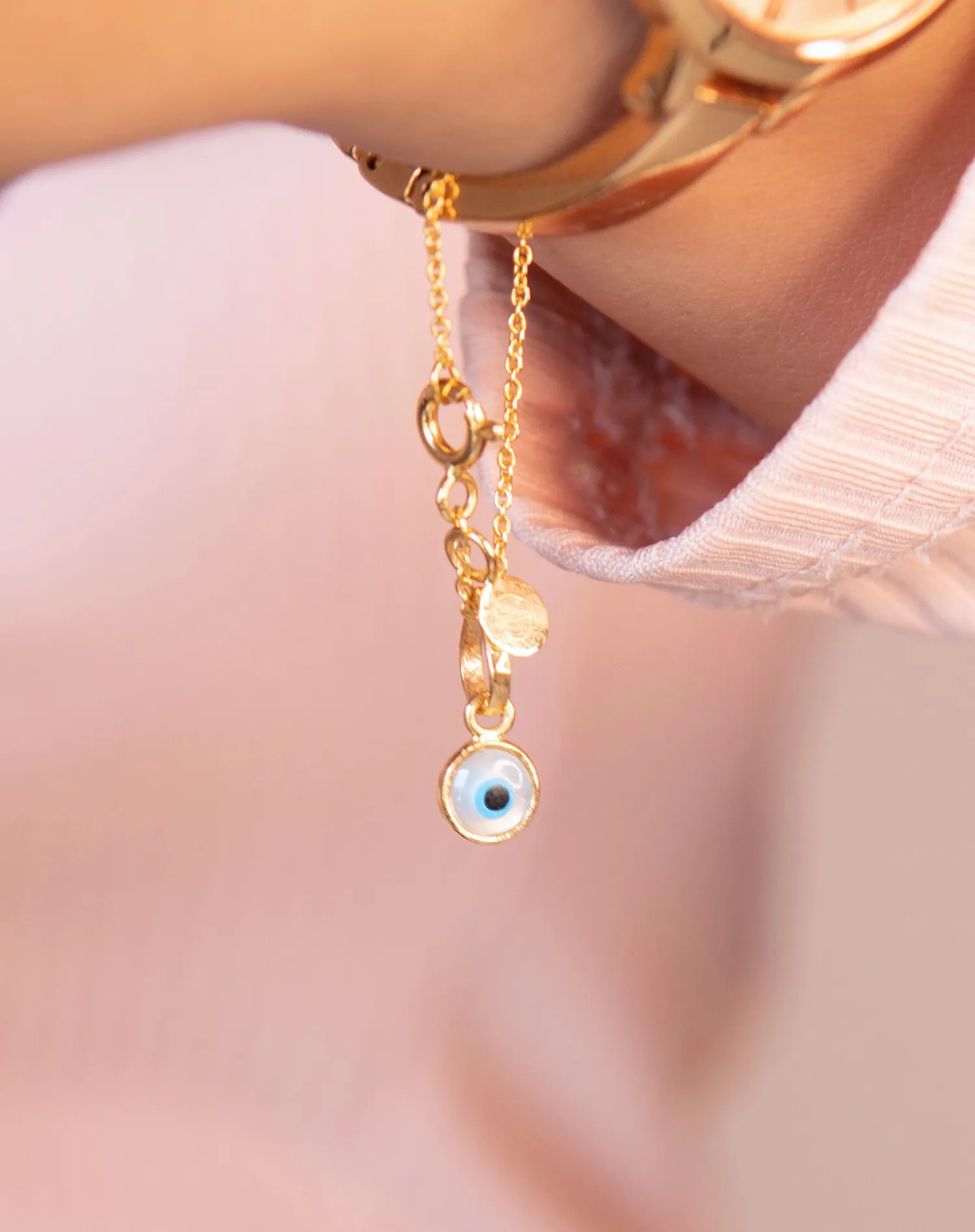 Evil Eye Charm Pendant - Round Small