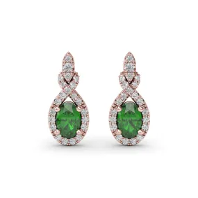 Fana Love Knot Emerald and Diamond Earrings