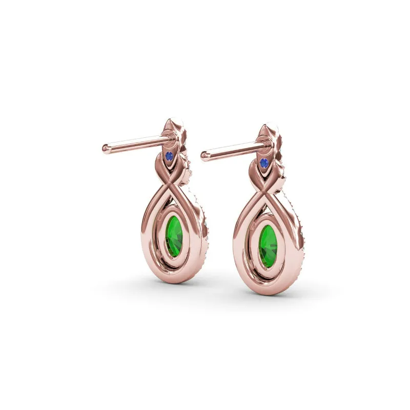 Fana Love Knot Emerald and Diamond Earrings