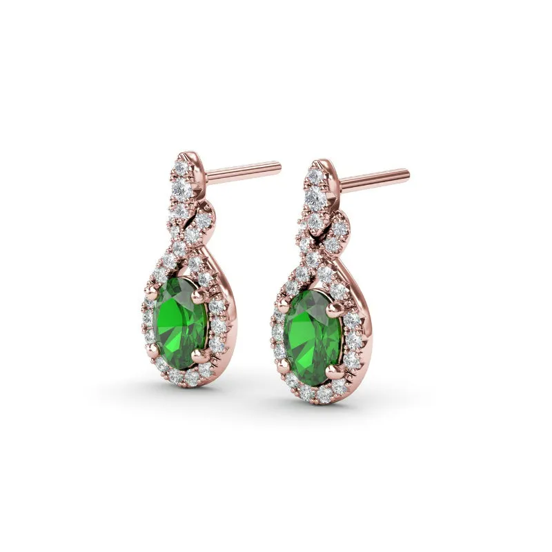 Fana Love Knot Emerald and Diamond Earrings