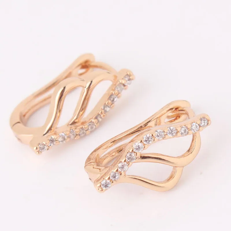 Fashion Hoop Earing for Women Jewelry 18K Gold Platinum Plated Earrings White Stones Crystal Cubic Zirconia Earrings