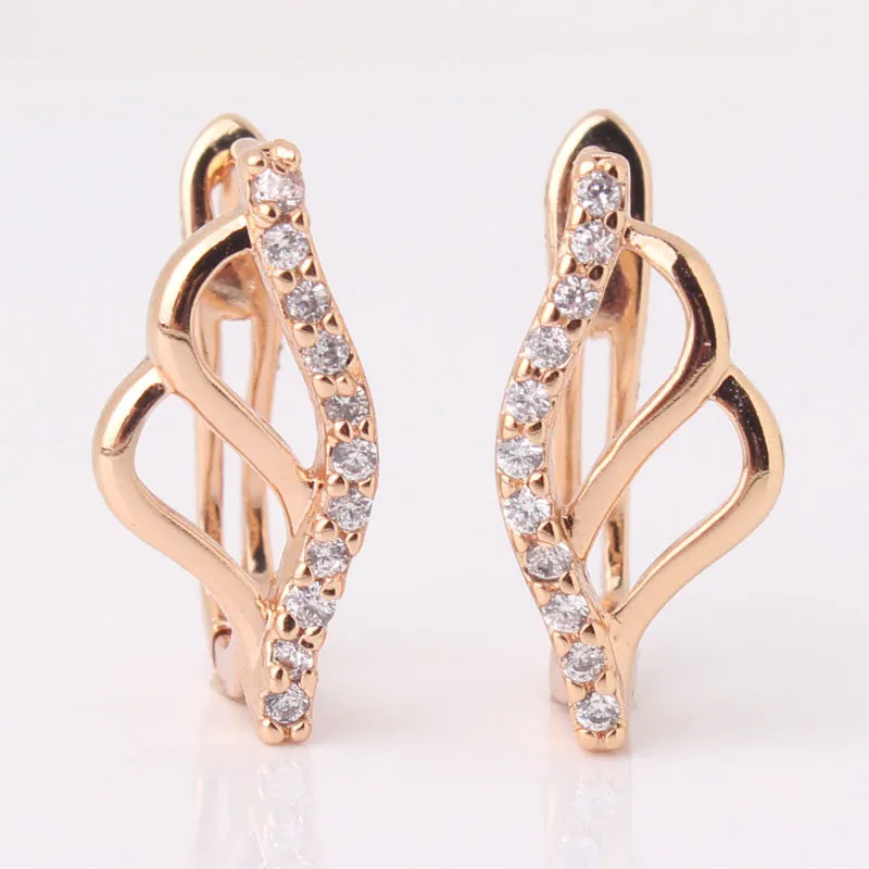 Fashion Hoop Earing for Women Jewelry 18K Gold Platinum Plated Earrings White Stones Crystal Cubic Zirconia Earrings