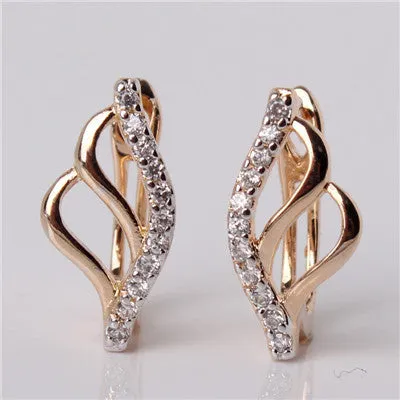 Fashion Hoop Earing for Women Jewelry 18K Gold Platinum Plated Earrings White Stones Crystal Cubic Zirconia Earrings