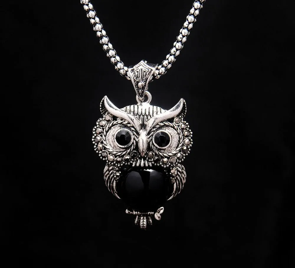 Fashion owl Women tibetan silver Turquoise Crystal Jewelry Sets Chain party wedding women gift Jewelry Sets