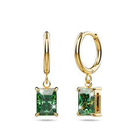 Faye Emerald Green Rectangular Drop Pendant Hoop Earrings