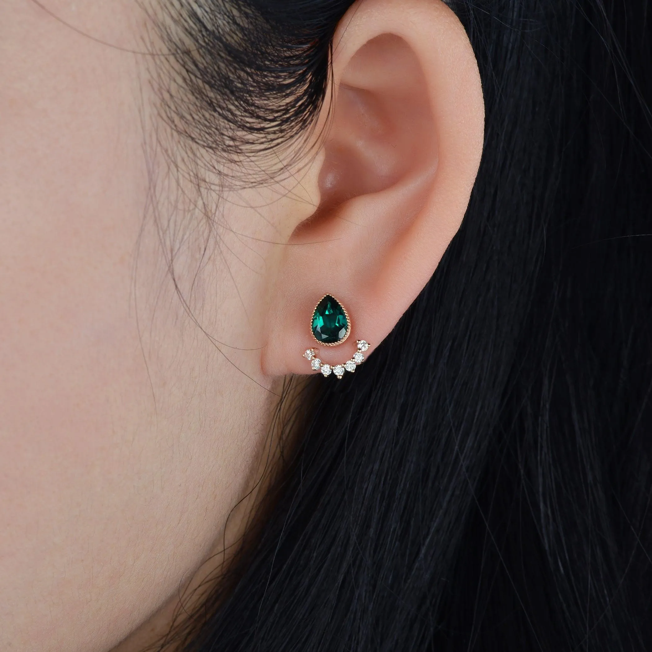 Felicegals Emerald Vintage Earrings Set 2pcs