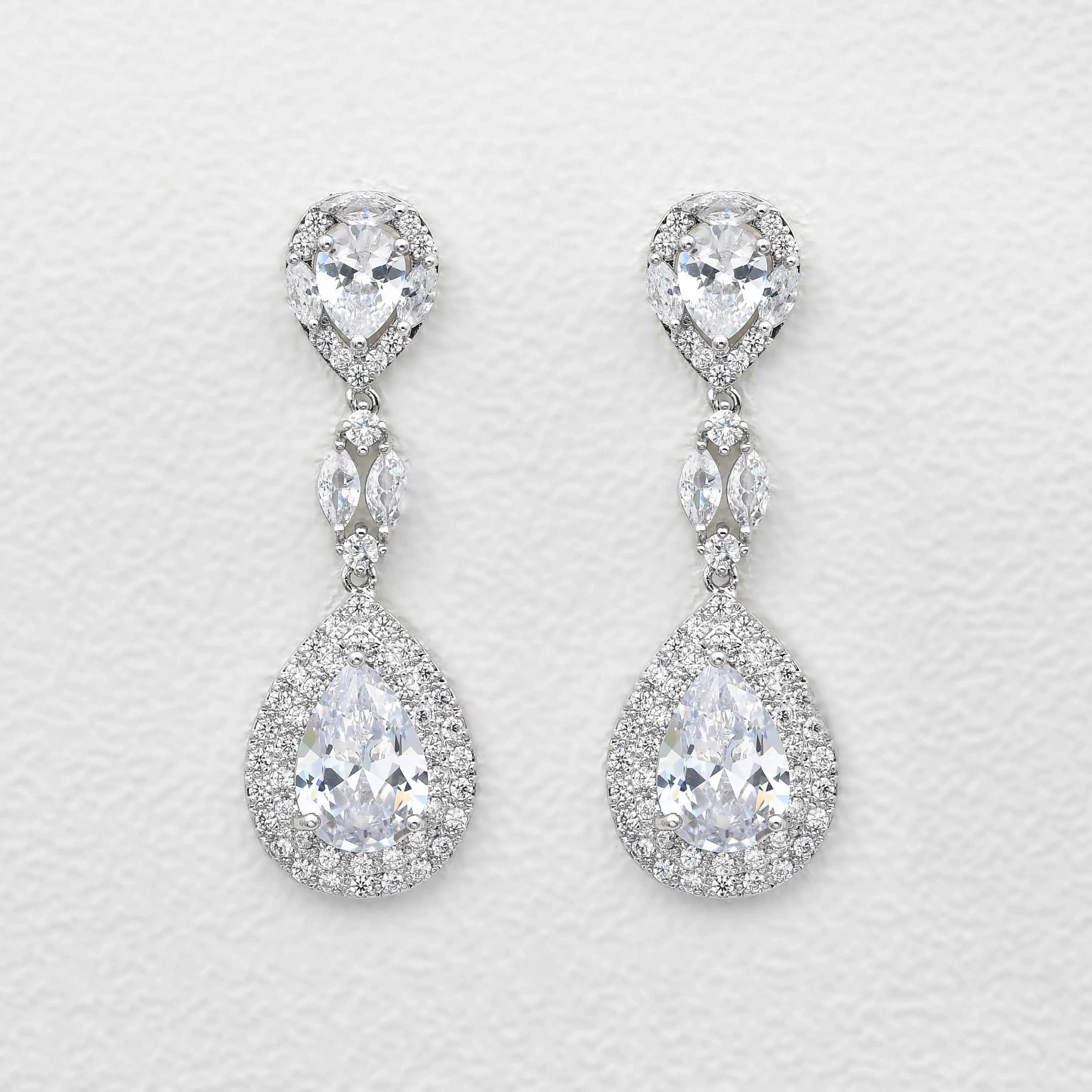 Felicegals Stimulated Diamond Halo Drop Earrings