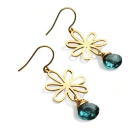 Floral Earring with Blue Quartz