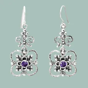 Floral earrings for women / orecchini argento / sterling silver jewelry/ israelische schmuck / amethyst zircons