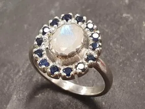 Flower Moonstone Ring - White Victorian Ring - Vintage Cocktail Ring