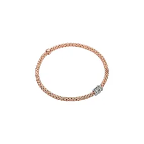 Fope 18K Rose Gold Prima Collection Flexible Bracelet with Diamonds, Small Size