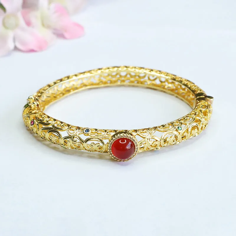 Fortune's Favor Sterling Silver Natural Red Agate Bracelet