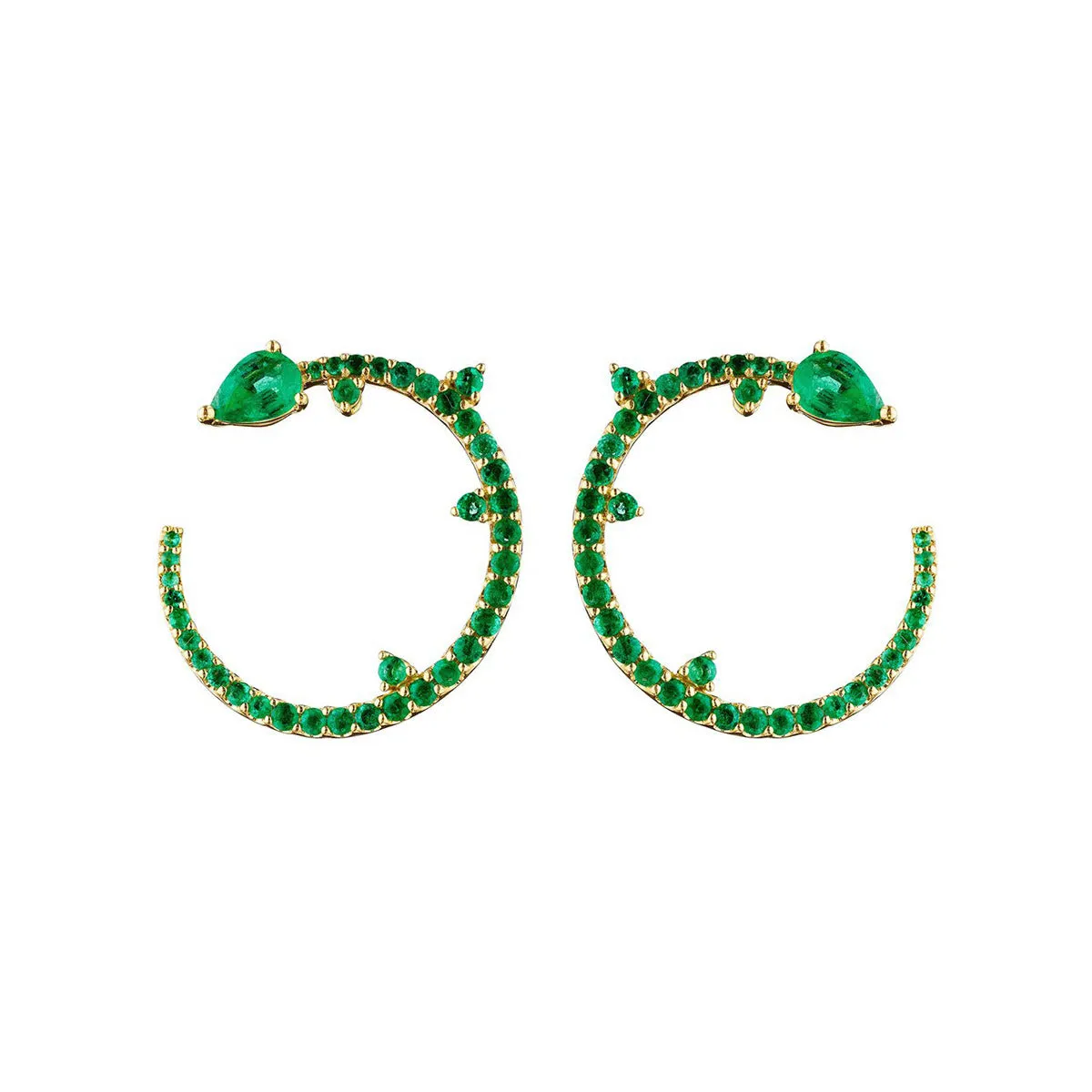 Forward Facing Emerald Constellation Hoop Earrings