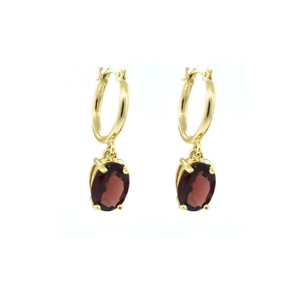 Garnet and Diamond Earrings in 10K Yellow Gold