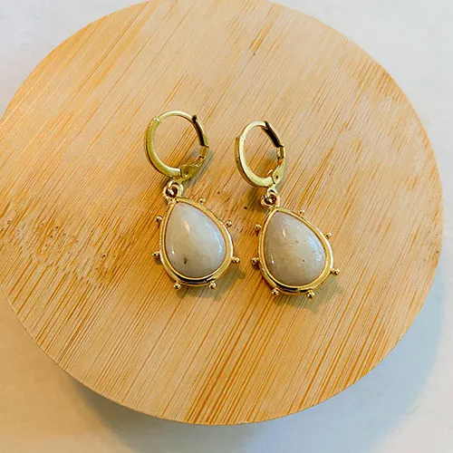 Gemstone Grommet Earring Moonstone or Labradorite