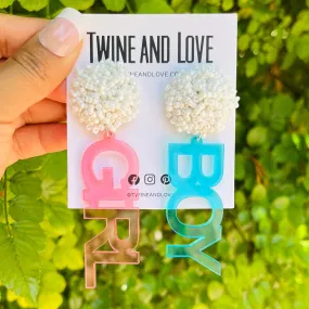 Gender Reveal Beaded Stud Earrings