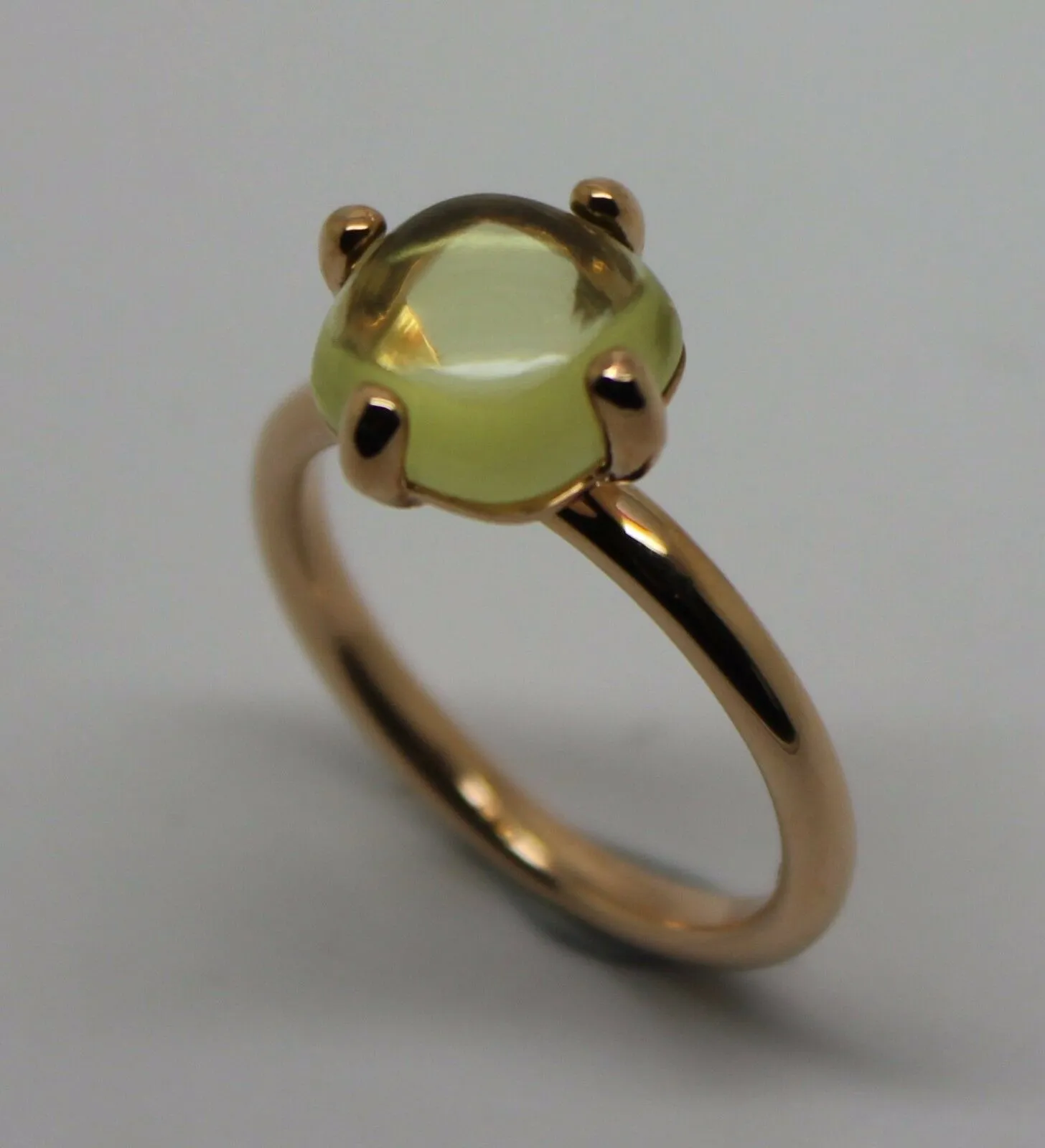 Genuine 9ct Yellow, Rose or White Gold Cabochon Lemon Quartz Stackable Stacker Ring