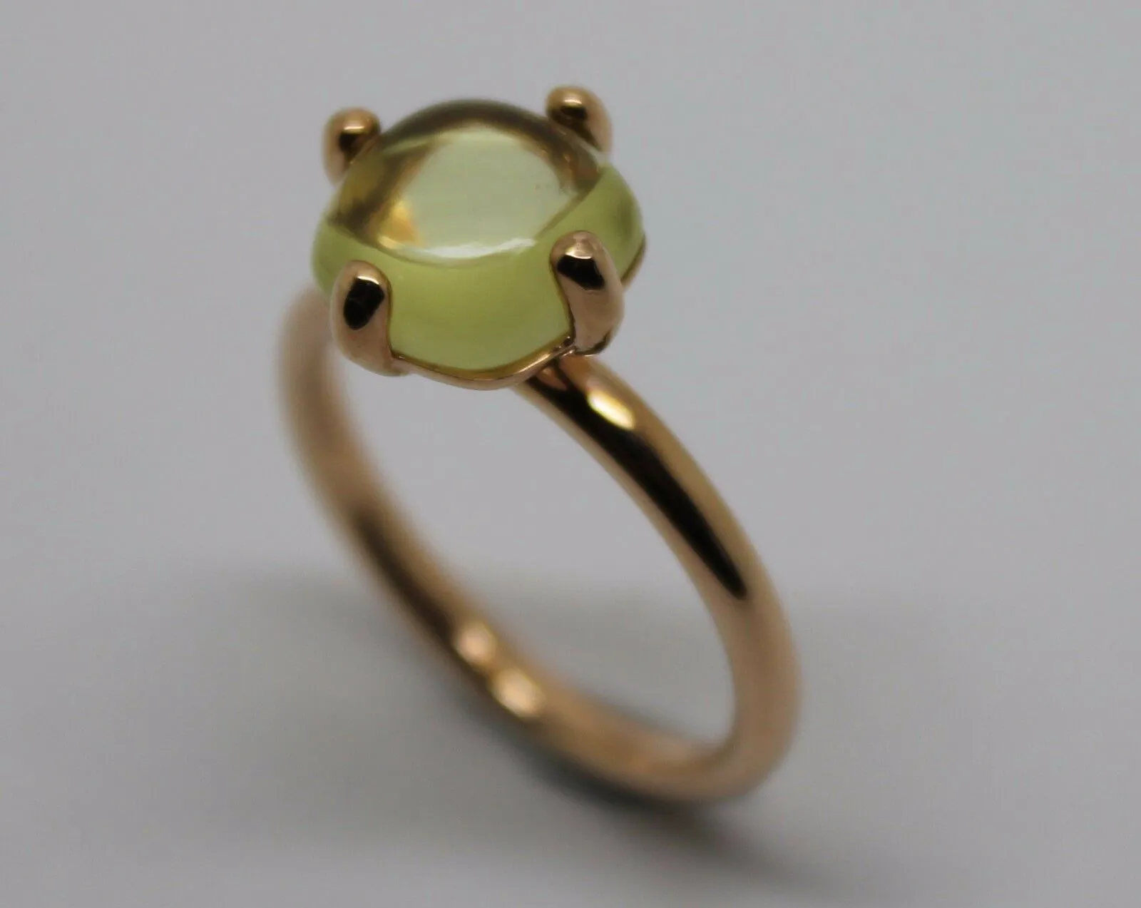 Genuine 9ct Yellow, Rose or White Gold Cabochon Lemon Quartz Stackable Stacker Ring