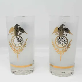 Glasses, Cocktail / Highball, Gold Eagle Frosted, Set of 2, Vintage