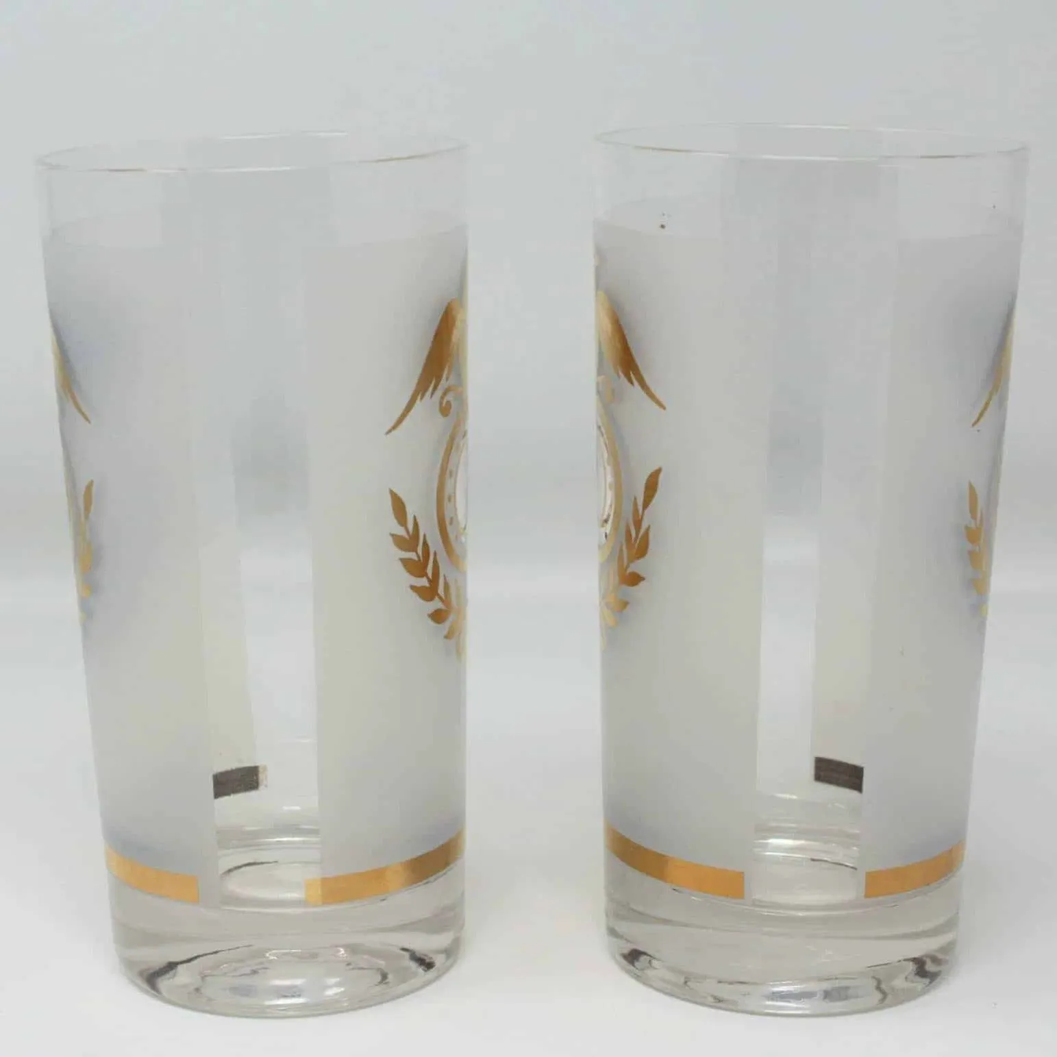 Glasses, Cocktail / Highball, Gold Eagle Frosted, Set of 2, Vintage