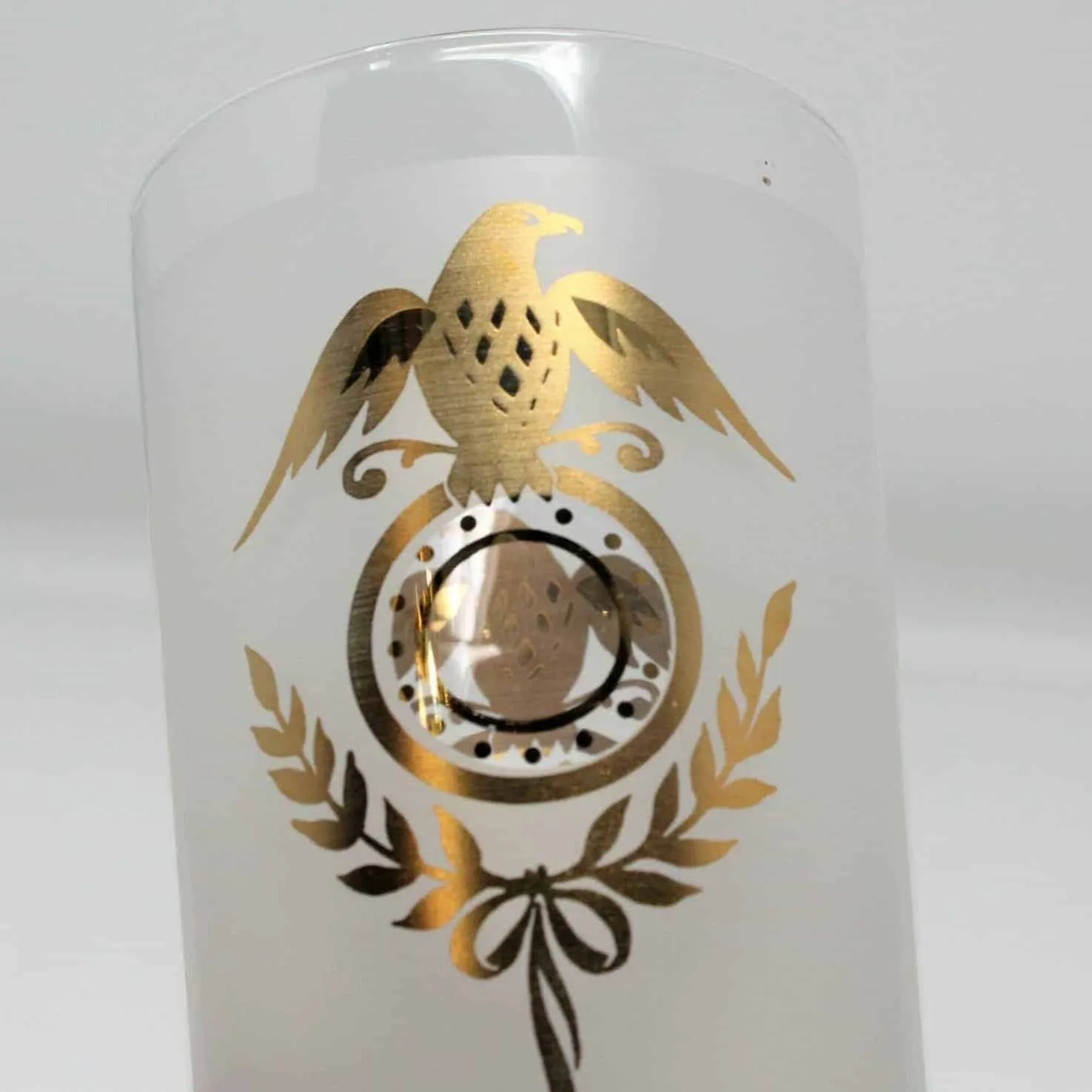 Glasses, Cocktail / Highball, Gold Eagle Frosted, Set of 2, Vintage