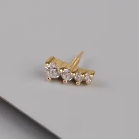 Glimmer Diamante 14K Solid Gold Front Earring Stud