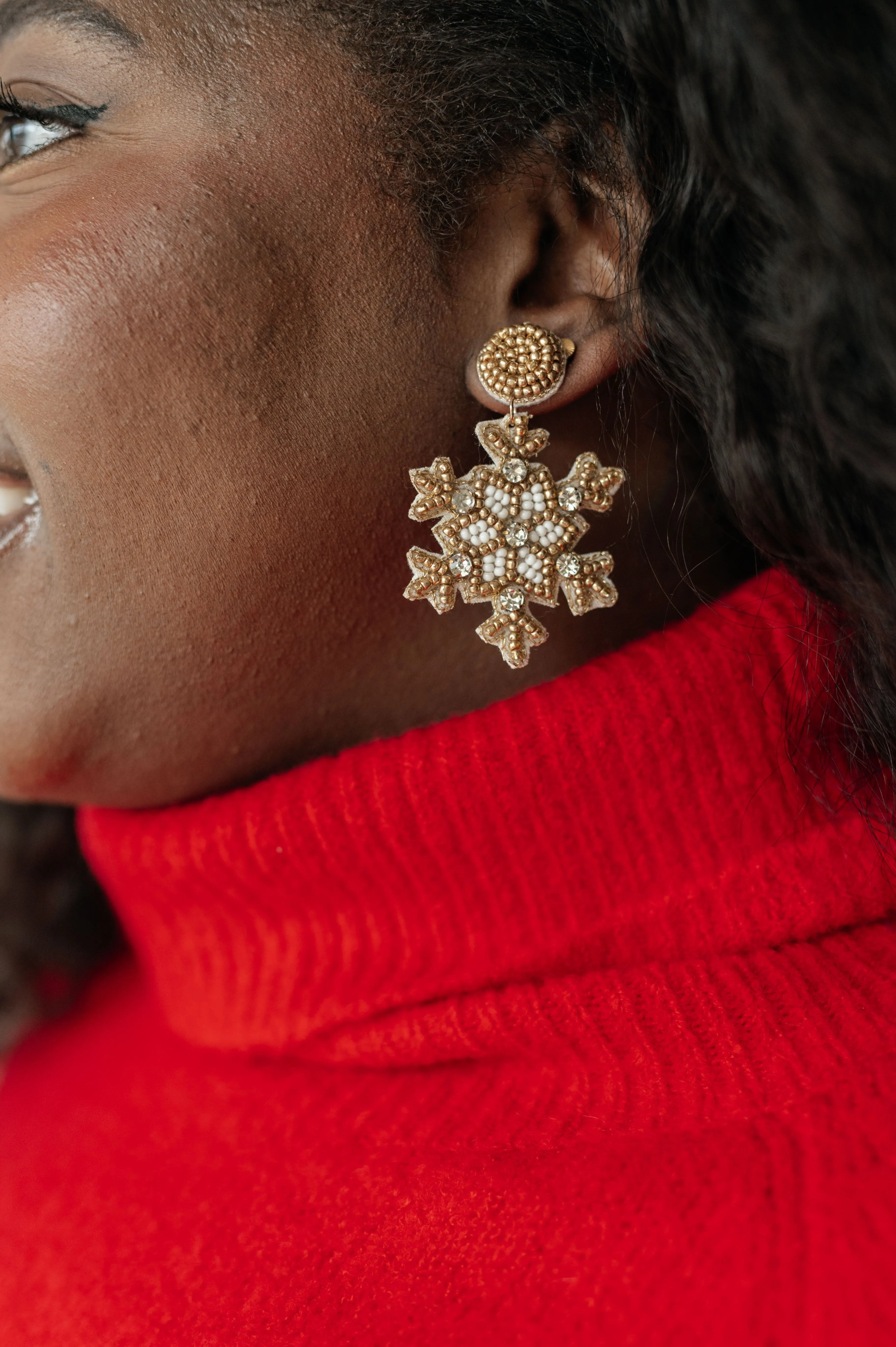 Glitz And Glam Beaded Snowflake Earrings