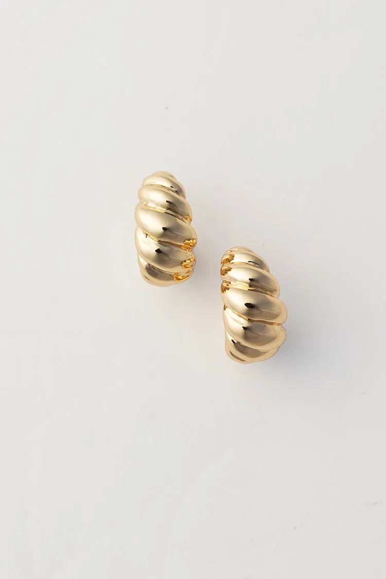 Gold Crescent Shaped Hoop Earrings