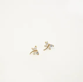 Gold Dragon Fly Sparkle Post Earrings