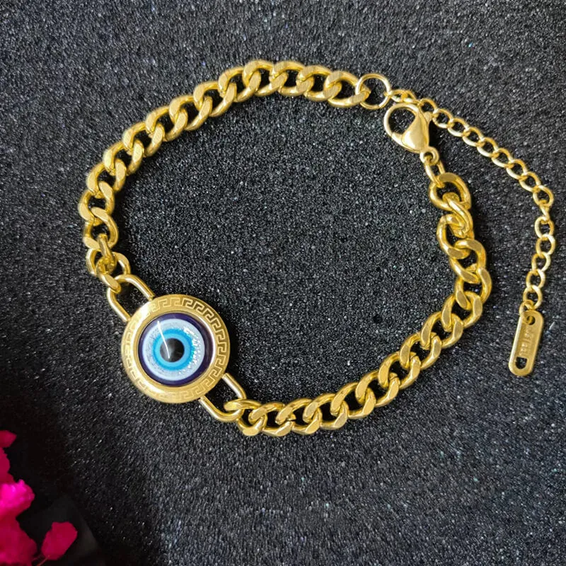 Gold Evil Eye Stainless Steel Bracelet