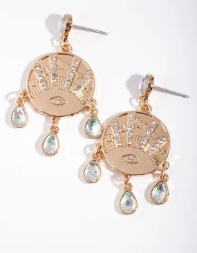 Gold Eye Teardrop Moonstone Earring