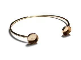 Gold Filled Bracelet Blank Double Bezel Cup Setting | Adjustable Bangle