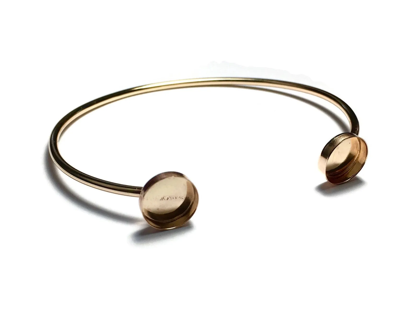 Gold Filled Bracelet Blank Double Bezel Cup Setting | Adjustable Bangle