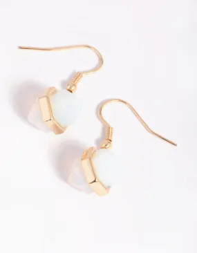 Gold Moonstone Shard Drop Earrings