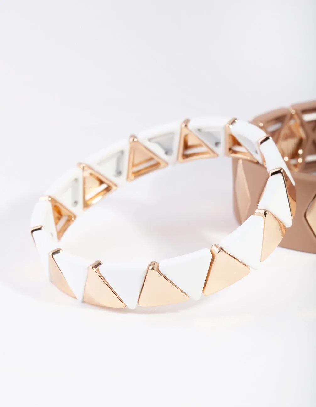 Gold Neutral Geometric Stretch Bracelet 2 Pack