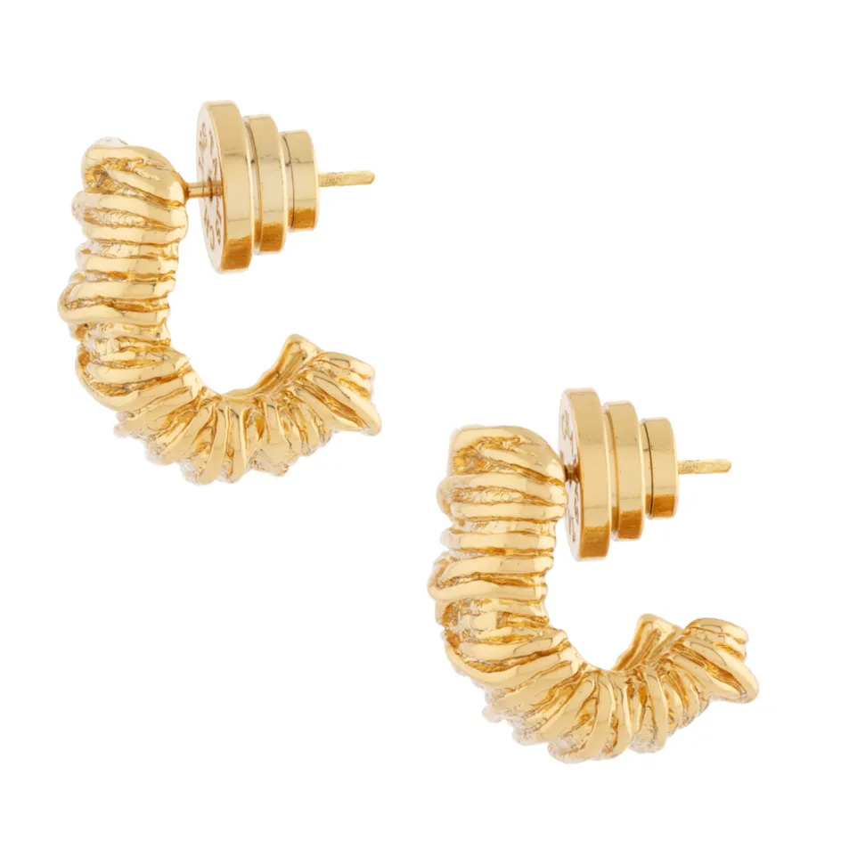 Gold Textured Nugget Earrings