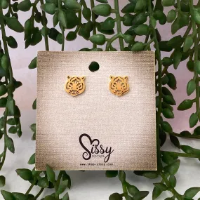 GOLD TIGER STUD EARRINGS