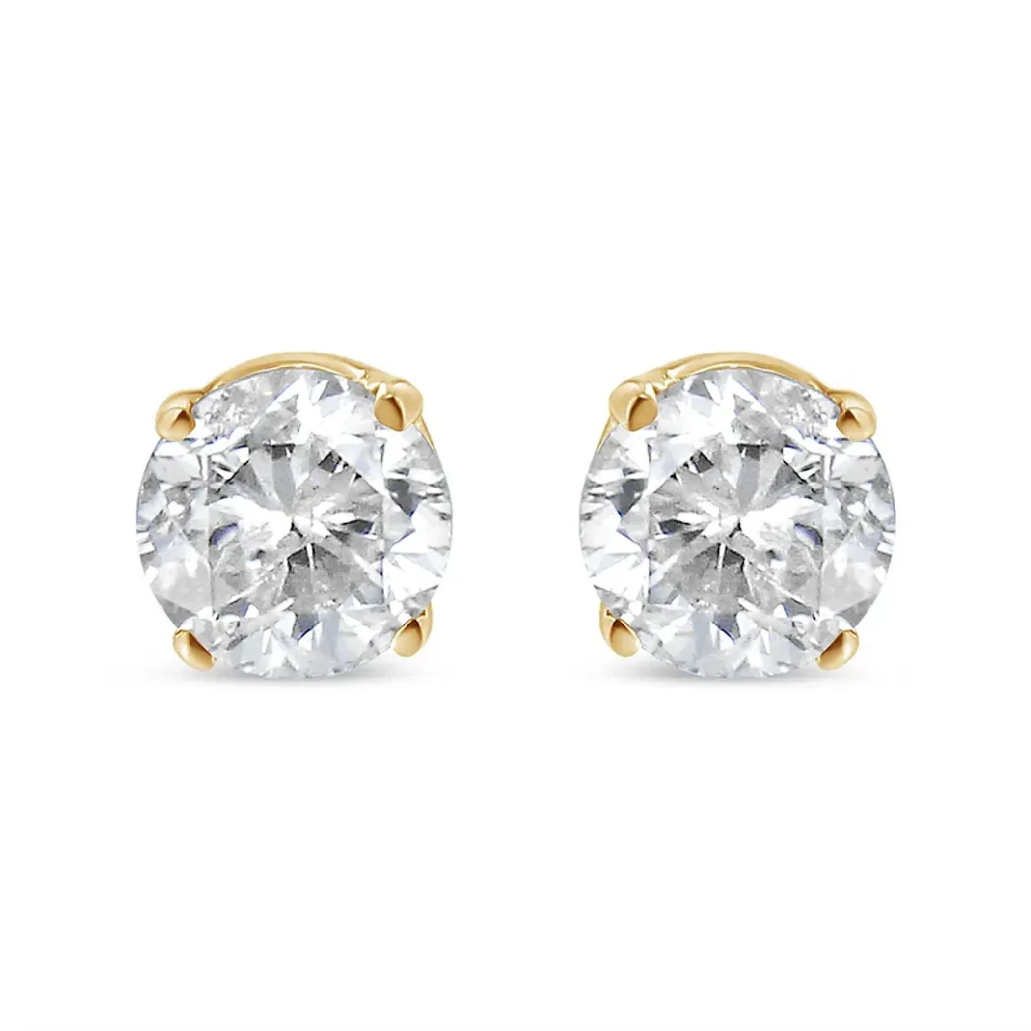 Gold-Tone Sterling Silver Solitaire Diamond Stud Earrings (0.62 cttw, K-L Color, I3 Clarity)