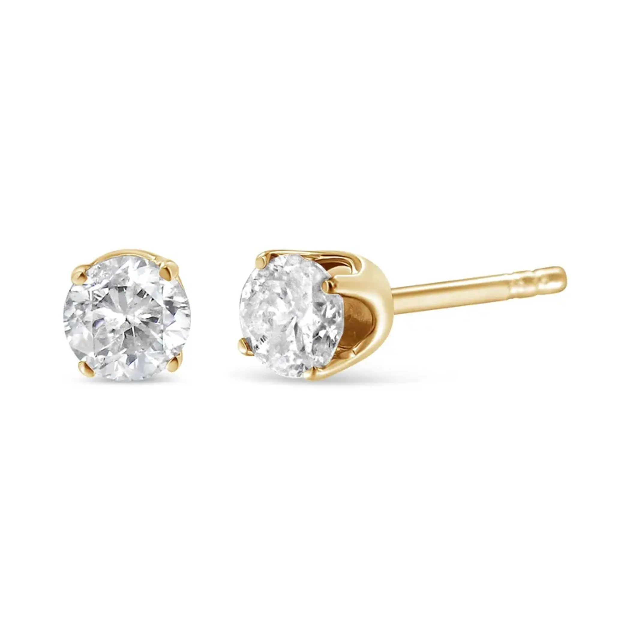 Gold-Tone Sterling Silver Solitaire Diamond Stud Earrings (0.62 cttw, K-L Color, I3 Clarity)