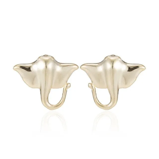 Golden Manta Ray Earrings