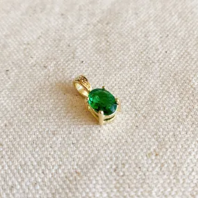 GoldFi - 18k Gold Filled Oval Emerald Cubic Zirconia Charm